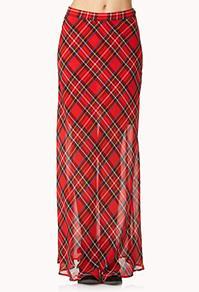 Forever21 Festive Plaid Maxi Skirt