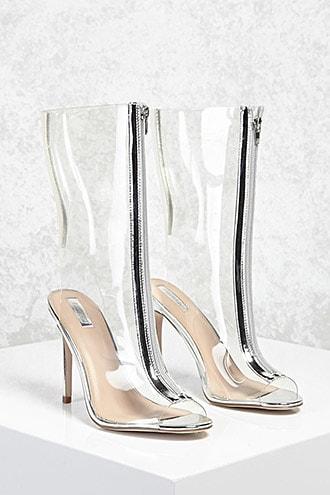 Forever21 Zipped Clear Stiletto Boots