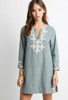 Forever21 Embroidered Chambray Dress