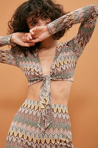 Forever21 Chevron Open-knit Crop Top