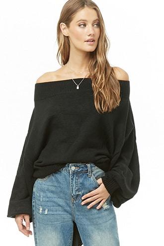 Forever21 Tie-back Off-the-shoulder Sweater