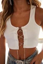 Forever21 Rhinestone Lace-up Crop Top