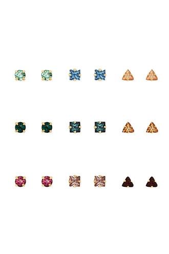 Forever21 Gold Geo Faux Stone Stud Set