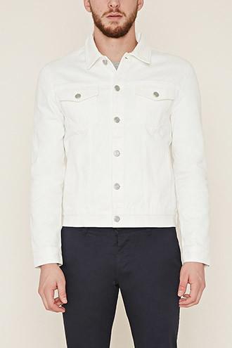21 Men Men's  Zippered Denim Jacket