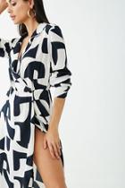 Forever21 Geo Print Single-breasted Coat