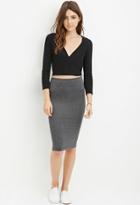 Forever21 Plus Women's  Charcoal Heather Heathered Pencil Skirt