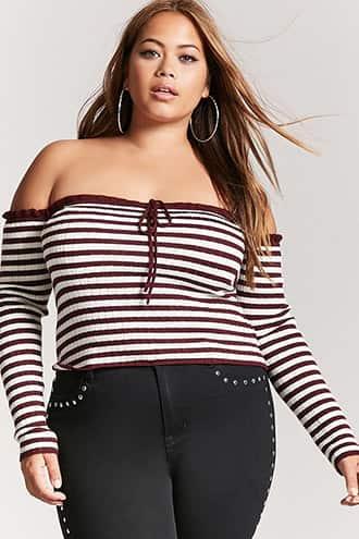Forever21 Plus Size Lettuce-edge Crop Top