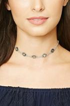 Forever21 B.silver Iridescent Floral Choker