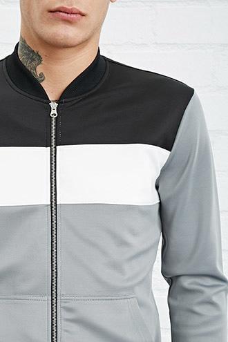 21 Men Men's  Colorblock Scuba Knit Bomber