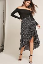 Forever21 High-waisted Polka Dot High-low Skirt