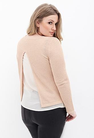 Forever21 Layered Chiffon Metallic Sweater