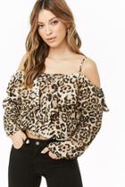Forever21 Leopard Print Open-shoulder Top