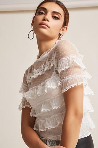 Forever21 Tiered Crochet Lace Top