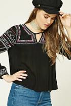 Forever21 Beaded Embroidered Peasant Top