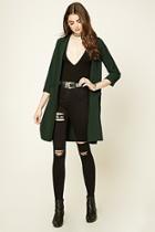 Forever21 Women's  Green Textured Open-front Duster Coat