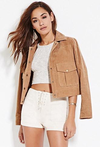 Forever21 Women's Faux Suede Lace-up Shorts