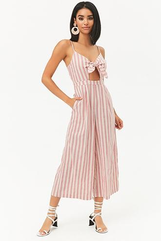 Forever21 Cutout Striped Wide-leg Jumpsuit