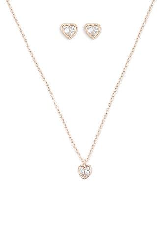 Forever21 Faux Crystal Heart Necklace & Earring Set