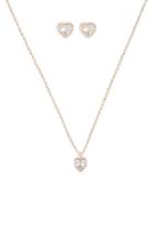Forever21 Faux Crystal Heart Necklace & Earring Set