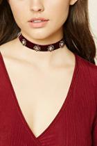 Forever21 Floral Faux Gem Velvet Choker