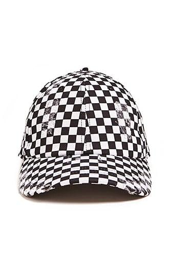 Forever21 Men Checkered Distressed Baseball Cap