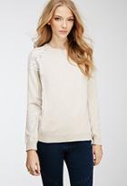Forever21 Floral Lace-paneled Sweater