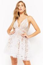 Forever21 Plunging Mesh Tulle Floral Dress