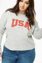 Forever21 Plus Size Waffle Knit Usa Graphic Top