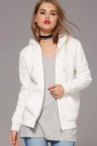 Forever21 Women's  Cream Fleece Knit Hoodie