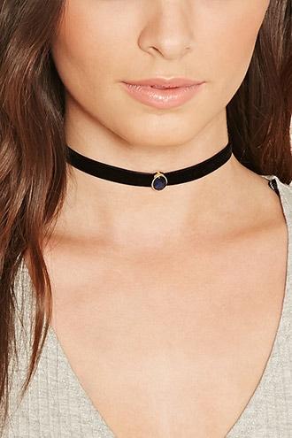 Forever21 Velvet Faux Stone Choker
