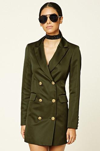 Forever21 Women's  Double-breasted Satin Jacket