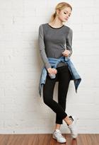 Forever21 Women's  Heathered Colorblock Top (charcoal/navy)