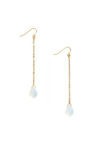 Forever21 Faux Gemstone Drop Earrings (gold/white)