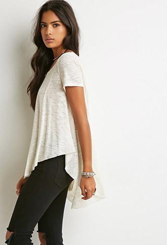 Forever21 Women's Heathered Trapeze Tee (ivory)