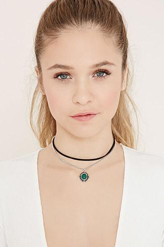 Forever21 Faux Stone Layered Choker