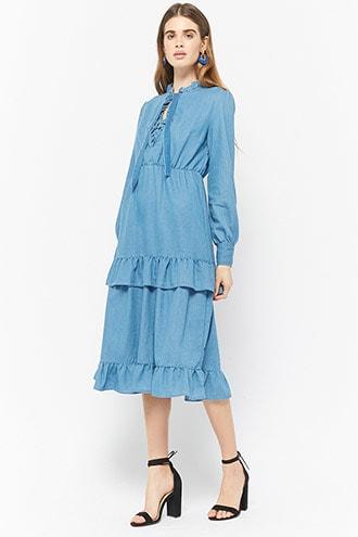 Forever21 Chambray Ruffle Dress