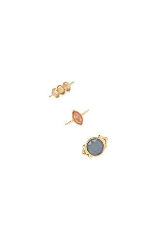 Forever21 Gold & Blue Iridescent Faux Stone Ring Set