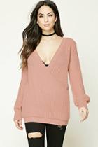 Forever21 Ribbed Surplice Front Sweater