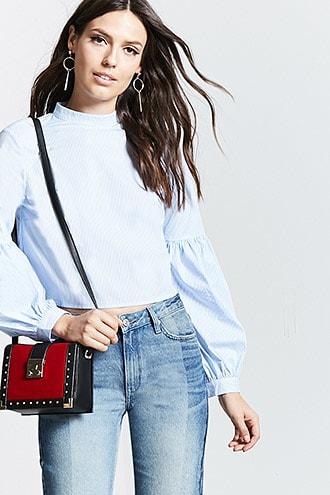 Forever21 Contemporary Pinstripe Poplin Top