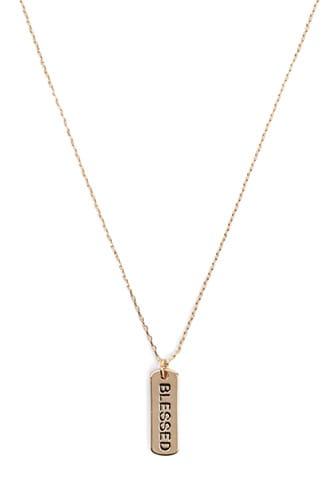 Forever21 Blessed Bar Pendant Necklace