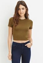 Forever21 Women's  Heathered Crop Top (olive)
