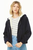 Forever21 Hooded Faux Shearling-lined Corduroy Jacket