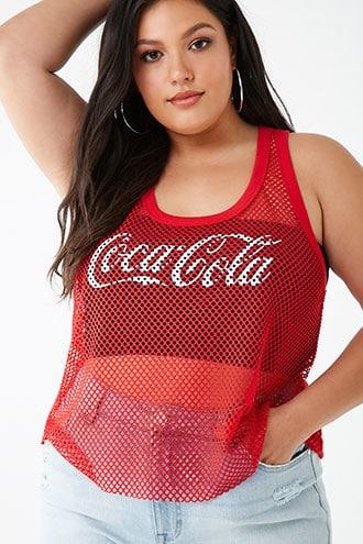 Forever21 Plus Size Mesh Coca Cola Tank
