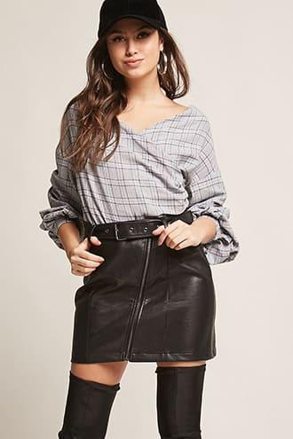 Forever21 Faux Leather Belted Mini Skirt