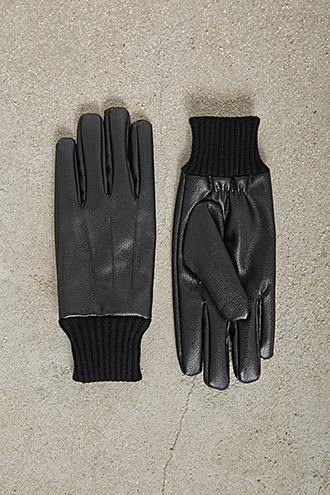 21 Men Men Faux Leather Gloves