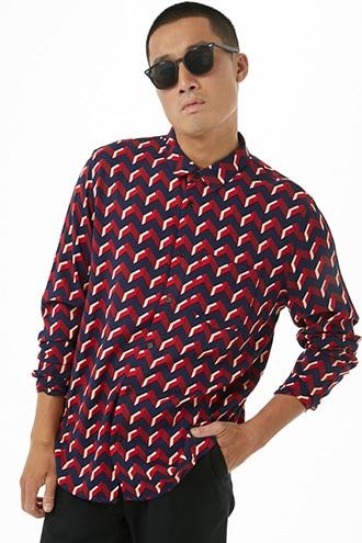 Forever21 Chevron Print Classic Fit Shirt