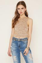 Forever21 Women's  Sunset Gold Marled Knit Crop Top