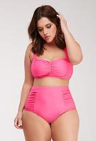 Forever21 Plus Women's  Hot Pink Plus Size Ruched High-waisted Bikini Bottom