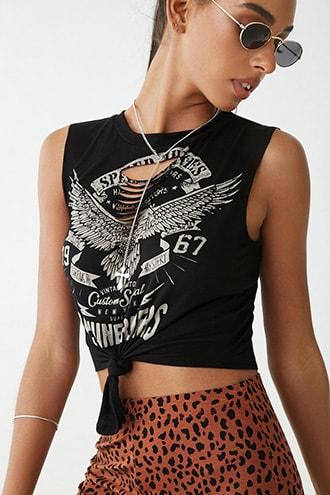 Forever21 Distressed Genuine Riders Graphic Top