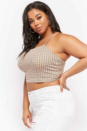 Forever21 Plus Size Houndstooth Cropped Cami